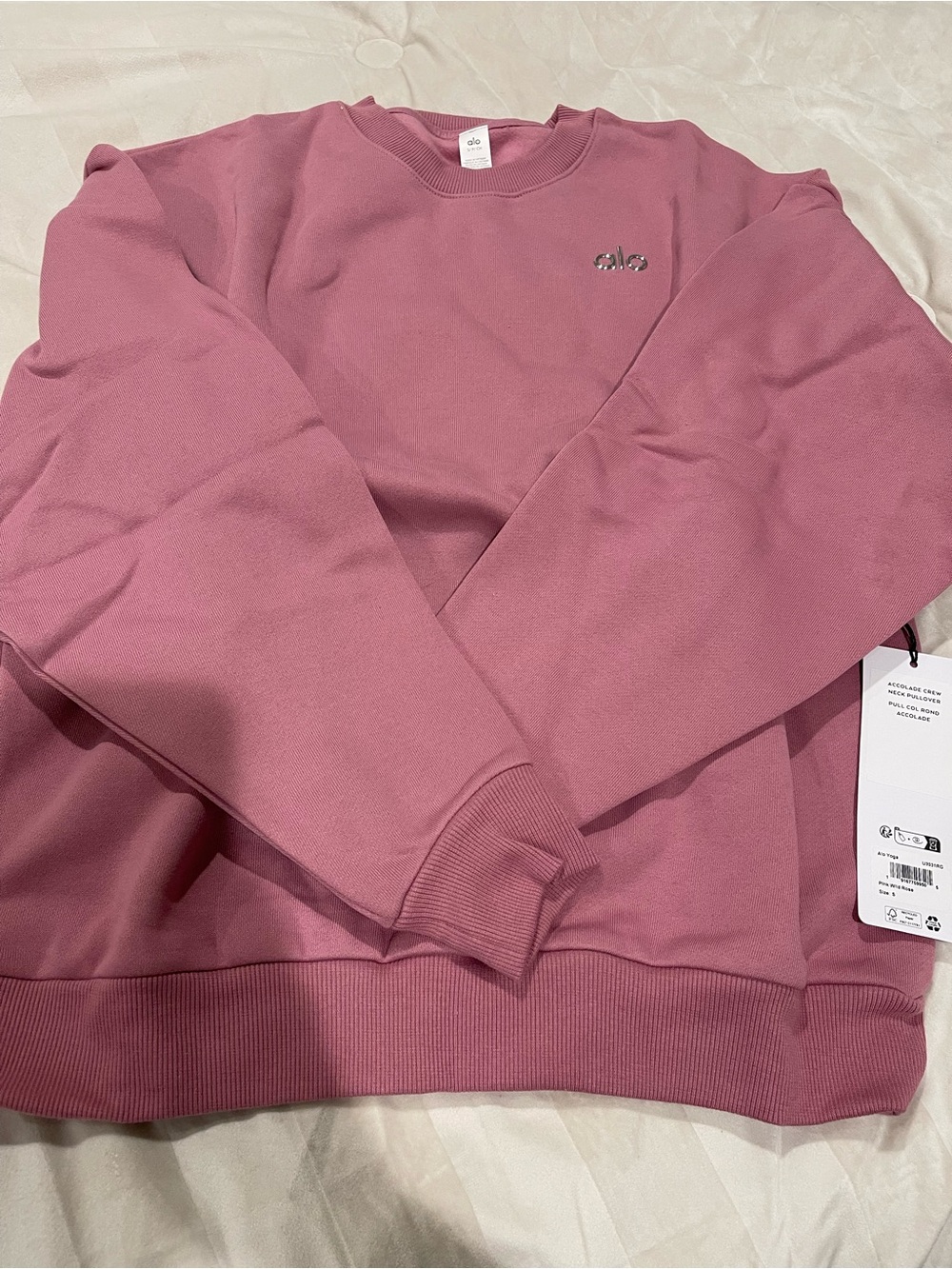 ALO Yoga crewneck pullover pink wild rose size small